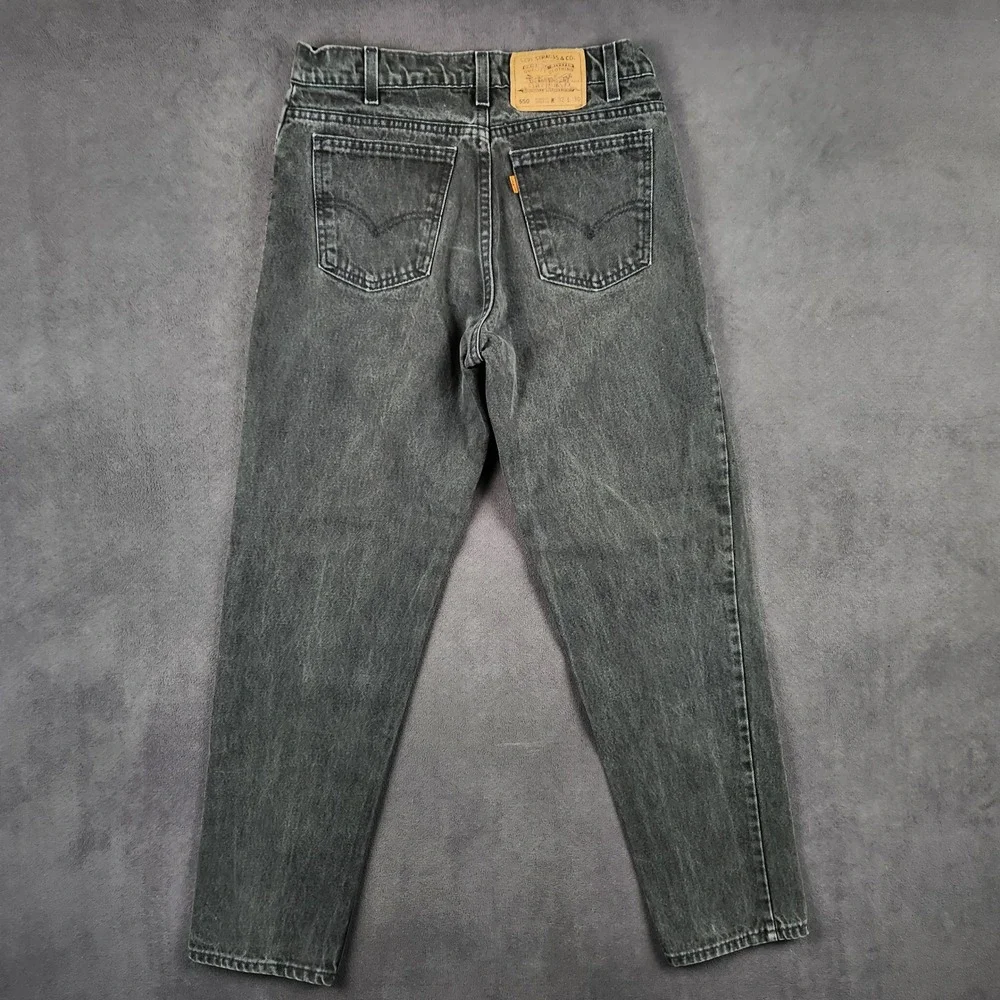 Vintage Levis 550 Orange Tab Jeans Mens 32x30 Faded Black USA 90s Measures 30x30